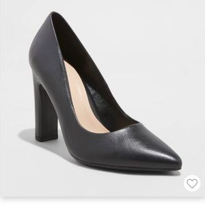 NIB Black Leather Heel